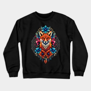 Fox and flowers tattoo style 19 Crewneck Sweatshirt